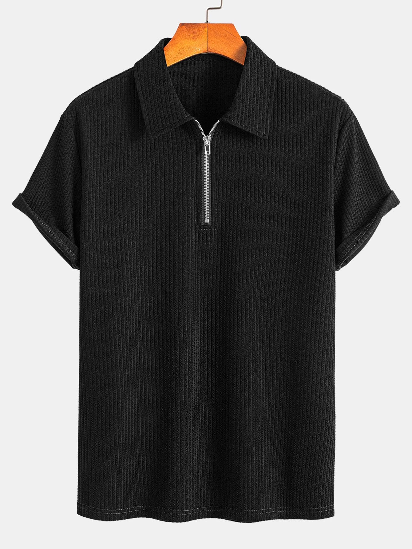 Noah | Muscle Fit Ribbed Half Zip Polod