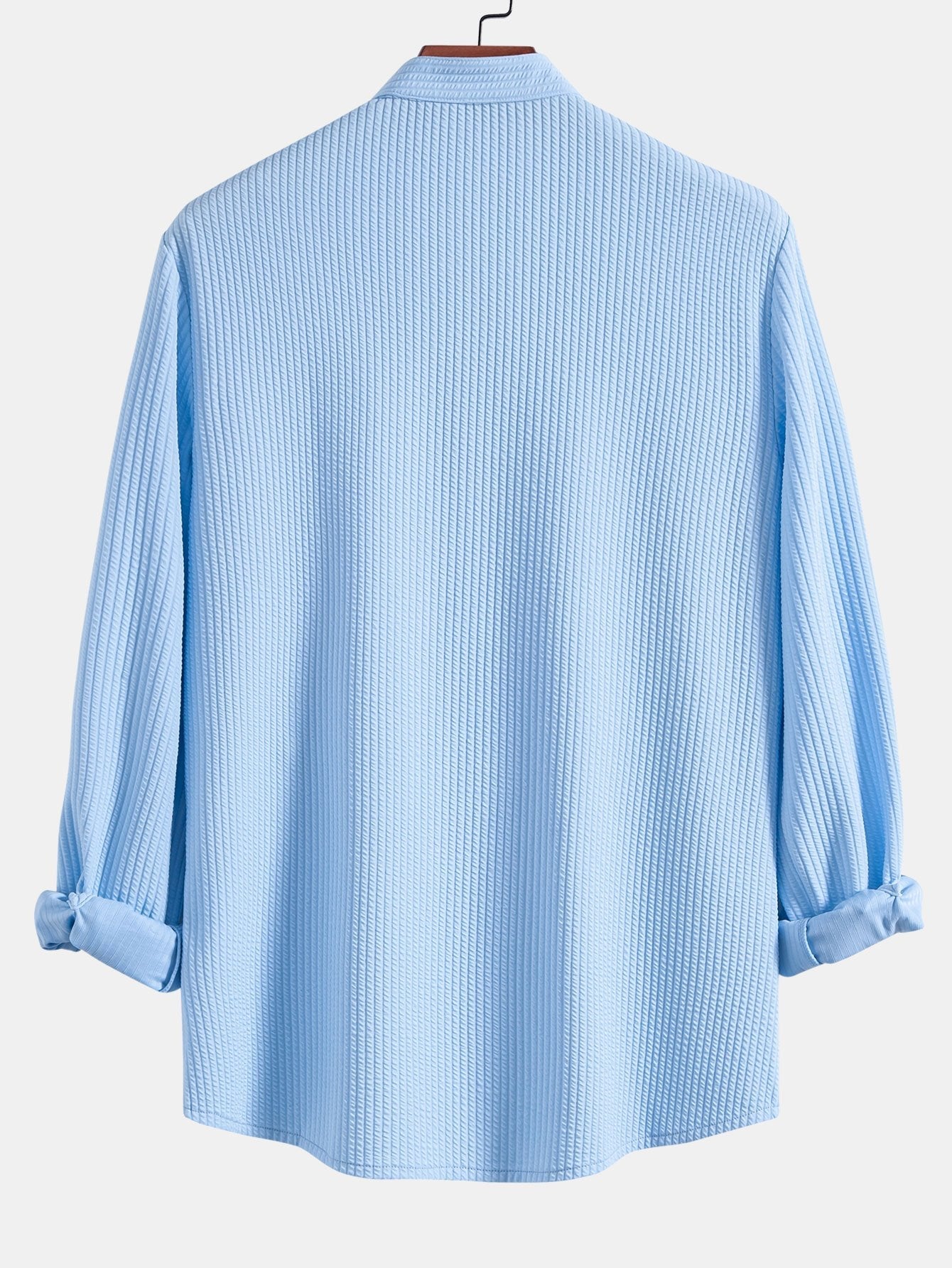 Liam | Long Sleeve Muscle Fit Ribbed Stand Collar Shirt