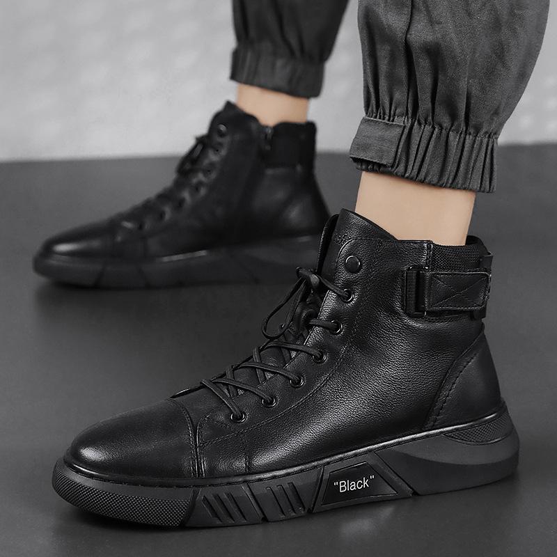 Davido - leather boots in black leather