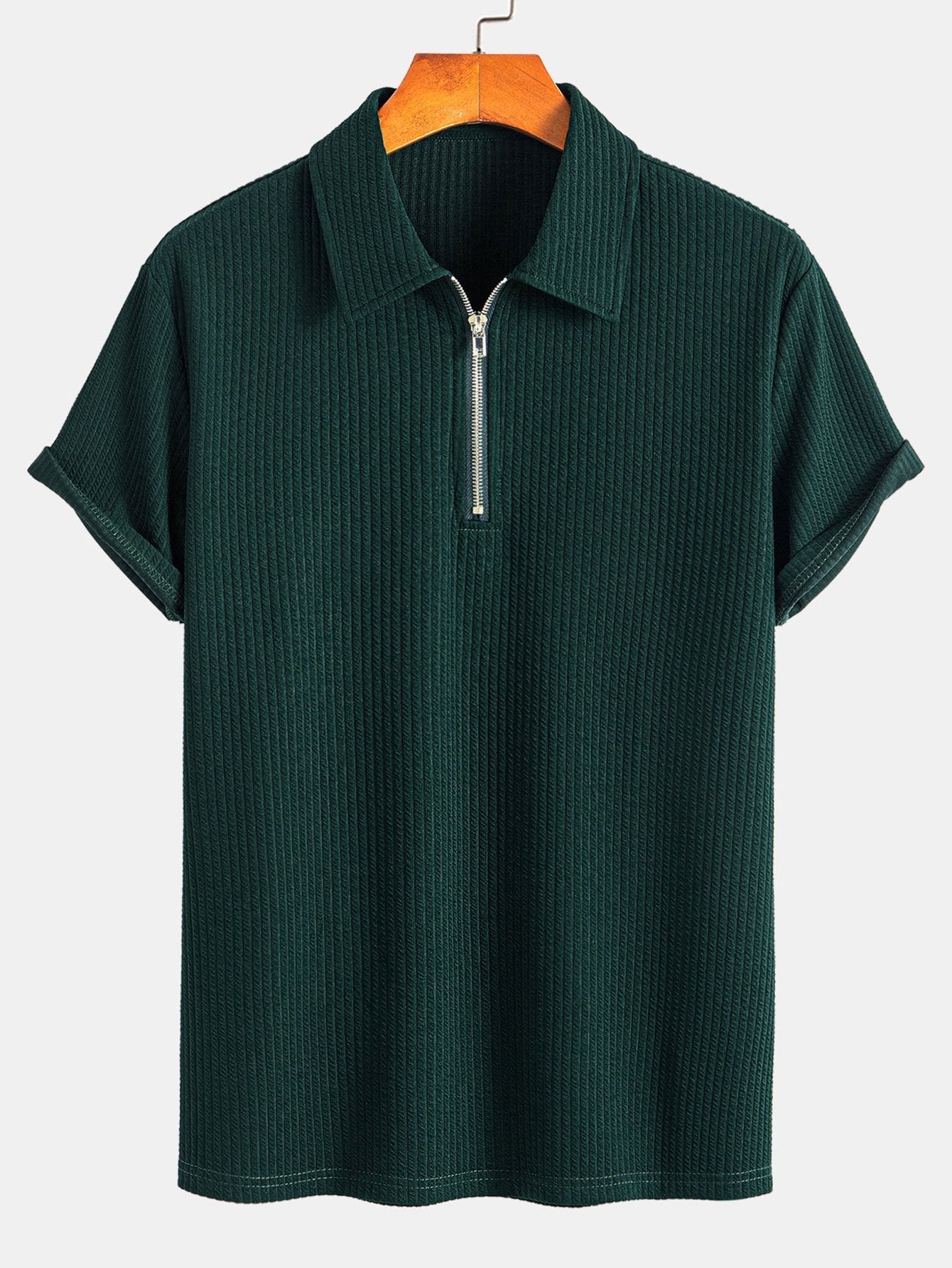 Noah | Muscle Fit Ribbed Half Zip Polod