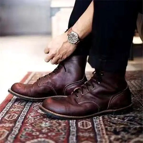 Hans™ - Vintage Leather Lace-Up Boots